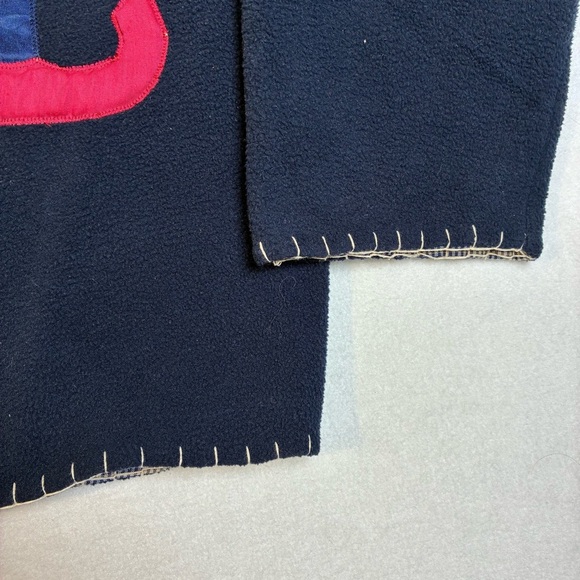 Women’s Fleece Open Front Cardigan Jacket Nautical Appliqué Whip Stitch Navy - Picture 4 of 9